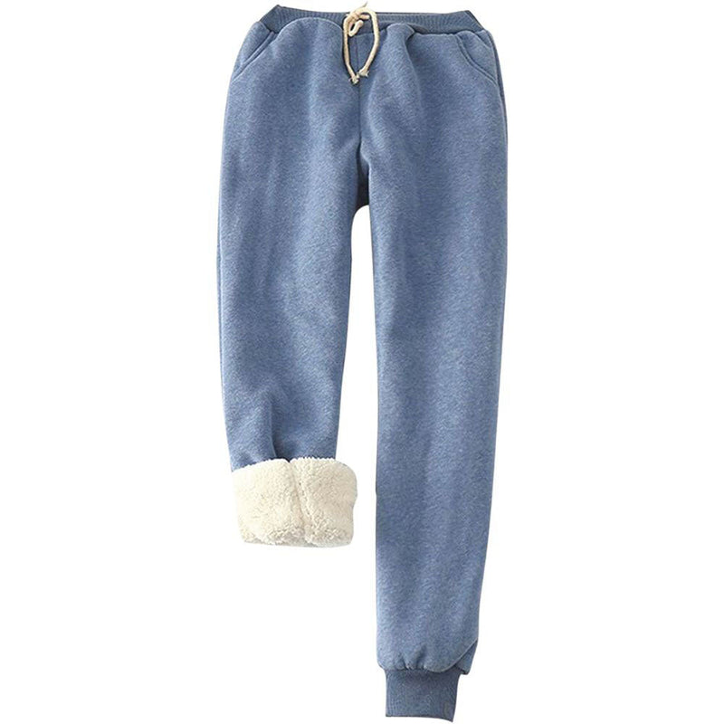 Women's Sherpa-Lined Joggers in Blue - Country Club Prep