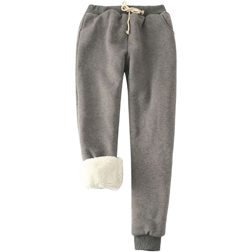 Women's Sherpa-Lined Joggers in Charcoal - Country Club Prep