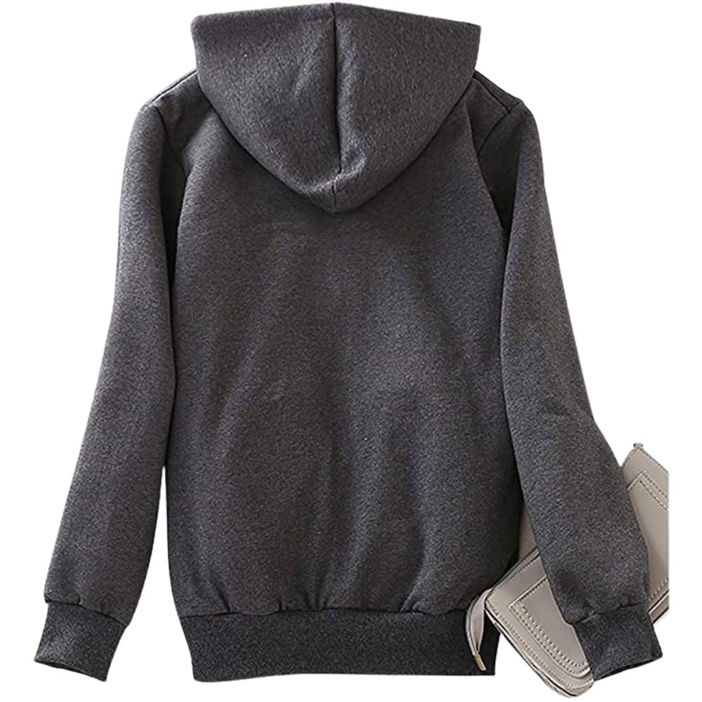 Women's Lagom Sherpa-Lined Full Zip Hoodie in Charcoal - Country Club Prep