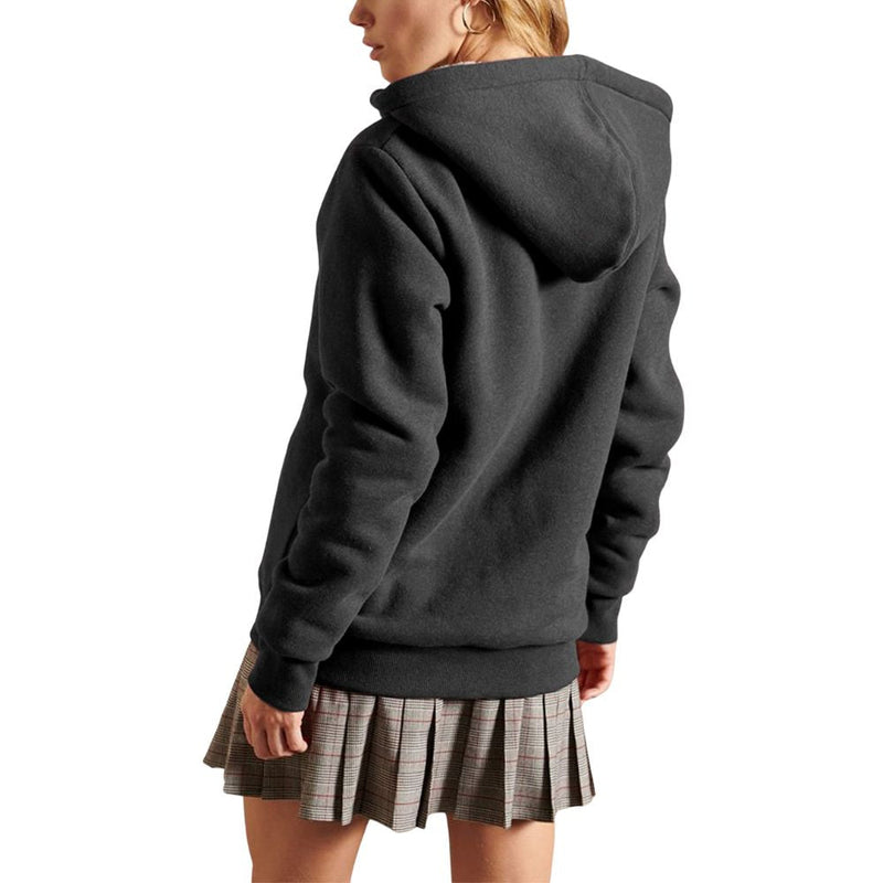 Women's Lagom Sherpa-Lined Full Zip Hoodie in Charcoal - Country Club Prep