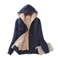 Women's Lagom Sherpa-Lined Full Zip Hoodie in Navy - Country Club Prep