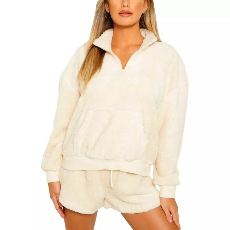 Women's Lykke Sherpa Lounge Set in Ivory - Country Club Prep