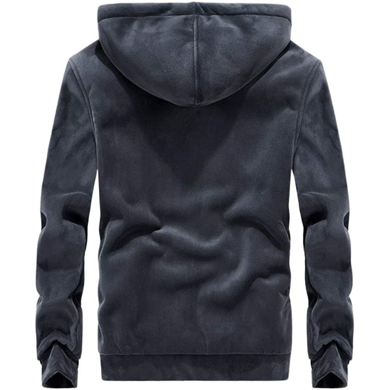 Men's Sueded Sherpa-Lined Full Zip Hoodie in Charcoal - Country Club Prep