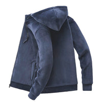 Men's Sueded Sherpa-Lined Full Zip Hoodie in Navy - Country Club Prep