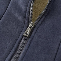 Men's Sueded Sherpa-Lined Full Zip Hoodie in Navy - Country Club Prep