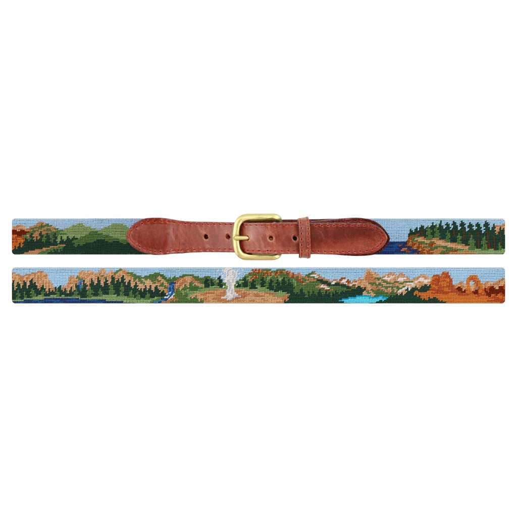 National Parks Scene Needlepoint Belt by Smathers & Branson - Country Club Prep
