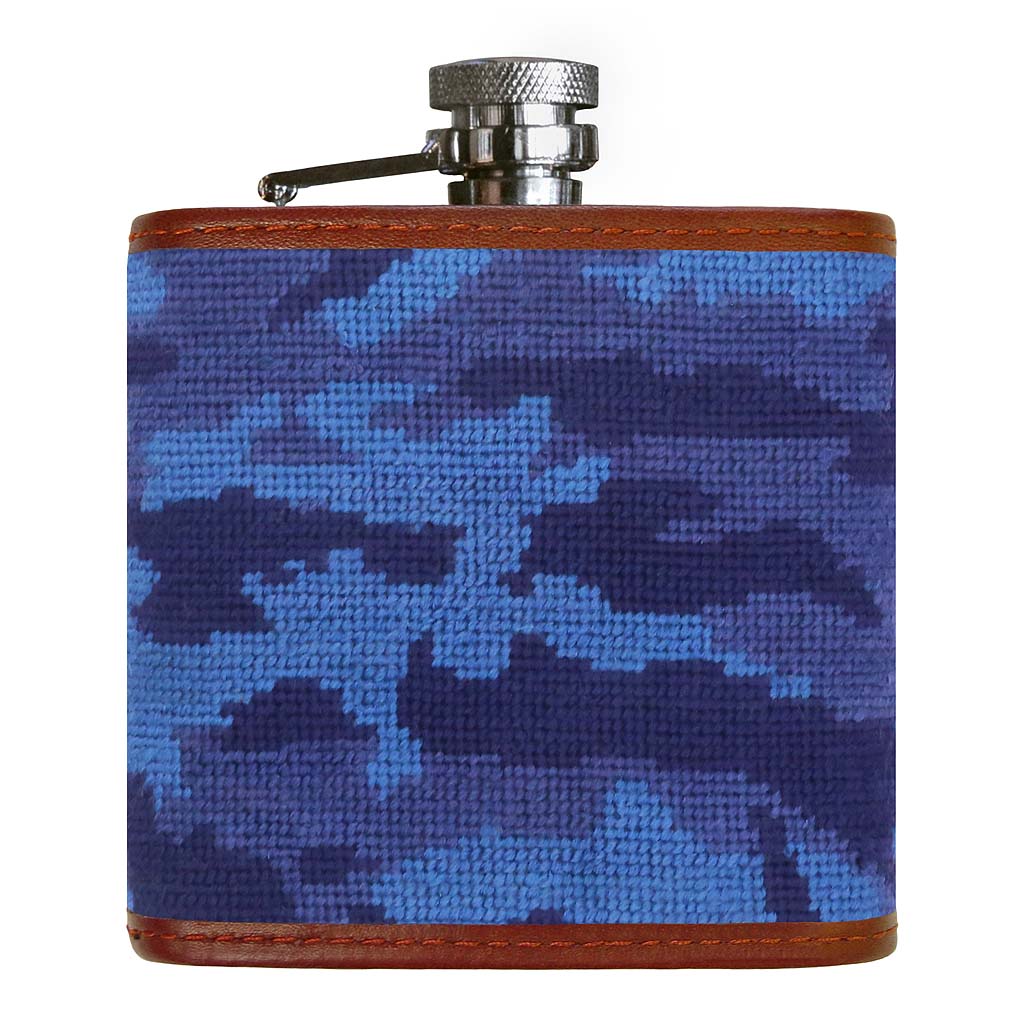 Navy Camo Needlepoint Flask by Smathers & Branson - Country Club Prep