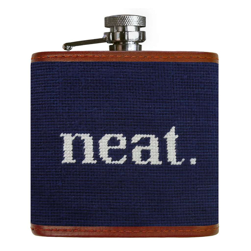 Neat Needlepoint Flask in Dark Navy by Smathers & Branson - Country Club Prep