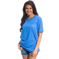No Bar Too Far Pocket Tee in Delta Blue by Lauren James - Country Club Prep