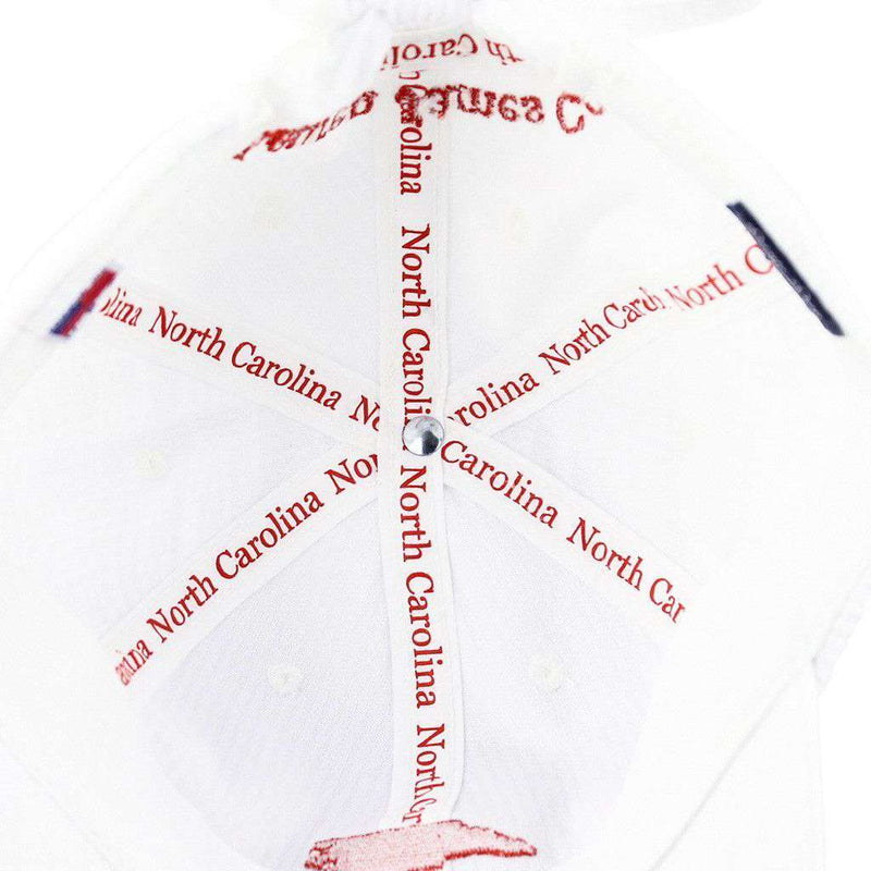 North Carolina Seersucker Bow Hat in White with Red by Lauren James - Country Club Prep