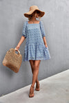 Swiss Dot Square Neck Dress with Pockets - Country Club Prep