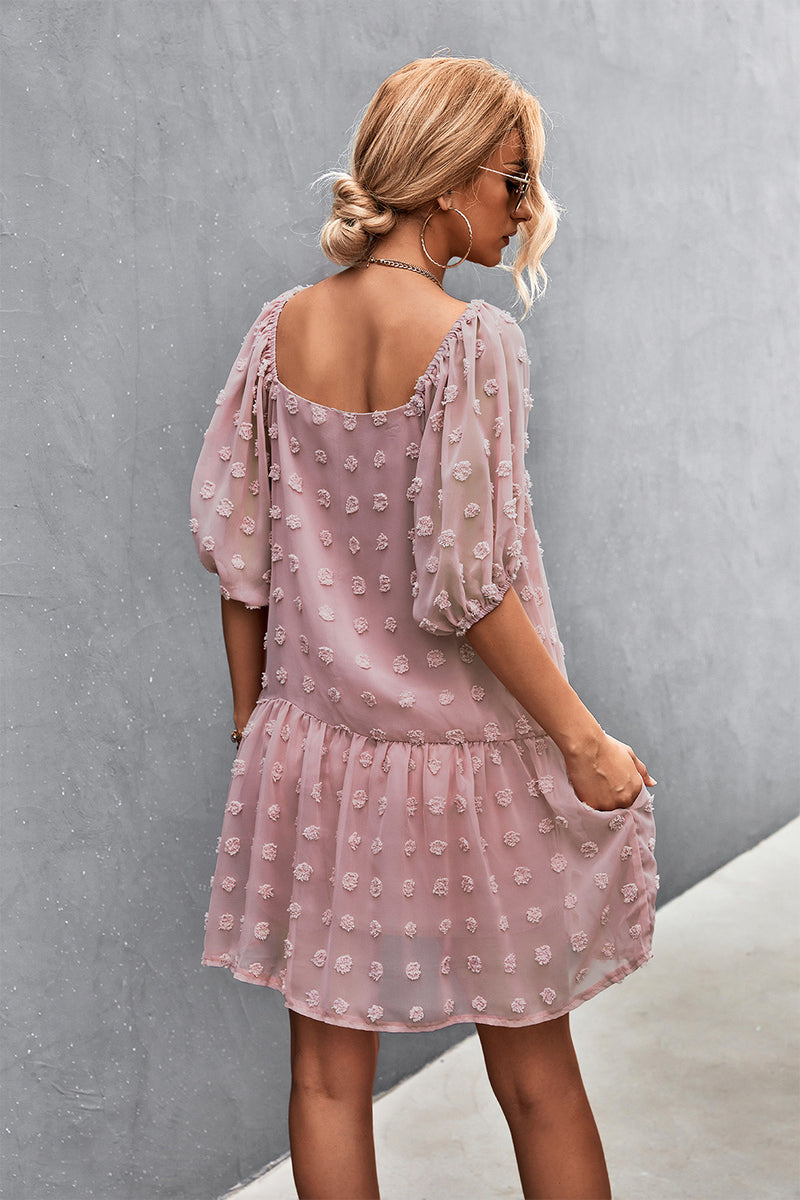 Swiss Dot Square Neck Dress with Pockets - Country Club Prep