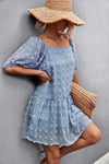 Swiss Dot Square Neck Dress with Pockets - Country Club Prep