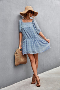 Swiss Dot Square Neck Dress with Pockets - Country Club Prep