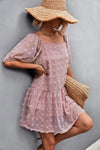 Swiss Dot Square Neck Dress with Pockets - Country Club Prep