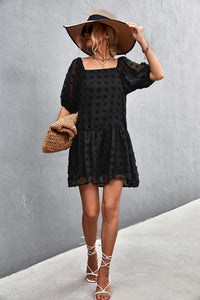 Swiss Dot Square Neck Dress with Pockets - Country Club Prep