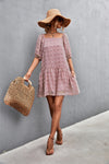 Swiss Dot Square Neck Dress with Pockets - Country Club Prep