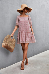 Swiss Dot Square Neck Dress with Pockets - Country Club Prep