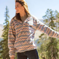 Tangier Ikat Fleece Pullover by Southern Marsh - Country Club Prep
