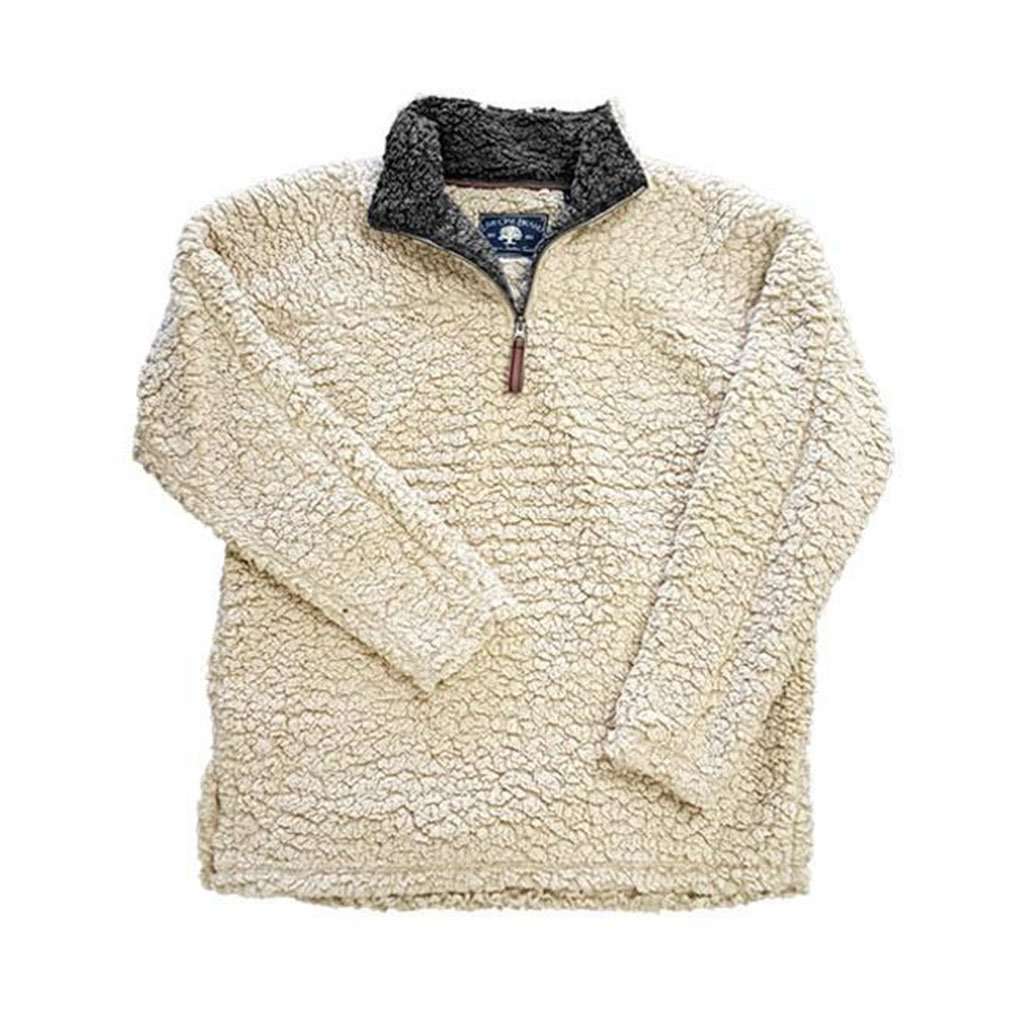 Quarter Zip Fleece Sherpa in Oatmeal & Charcoal by Live Oak - Country Club Prep