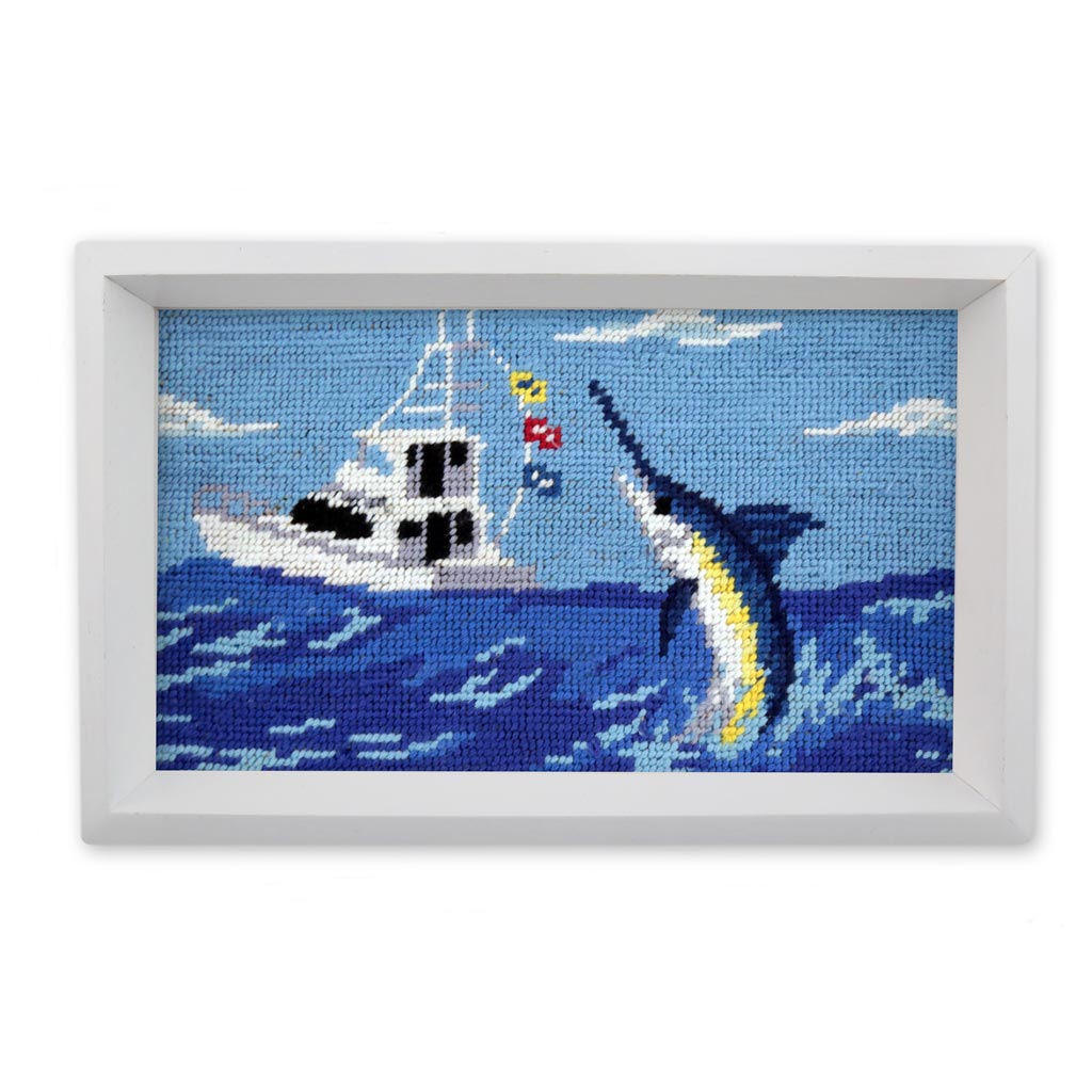 Offshore Fishing Needlepoint Valet Tray by Smathers & Branson - Country Club Prep