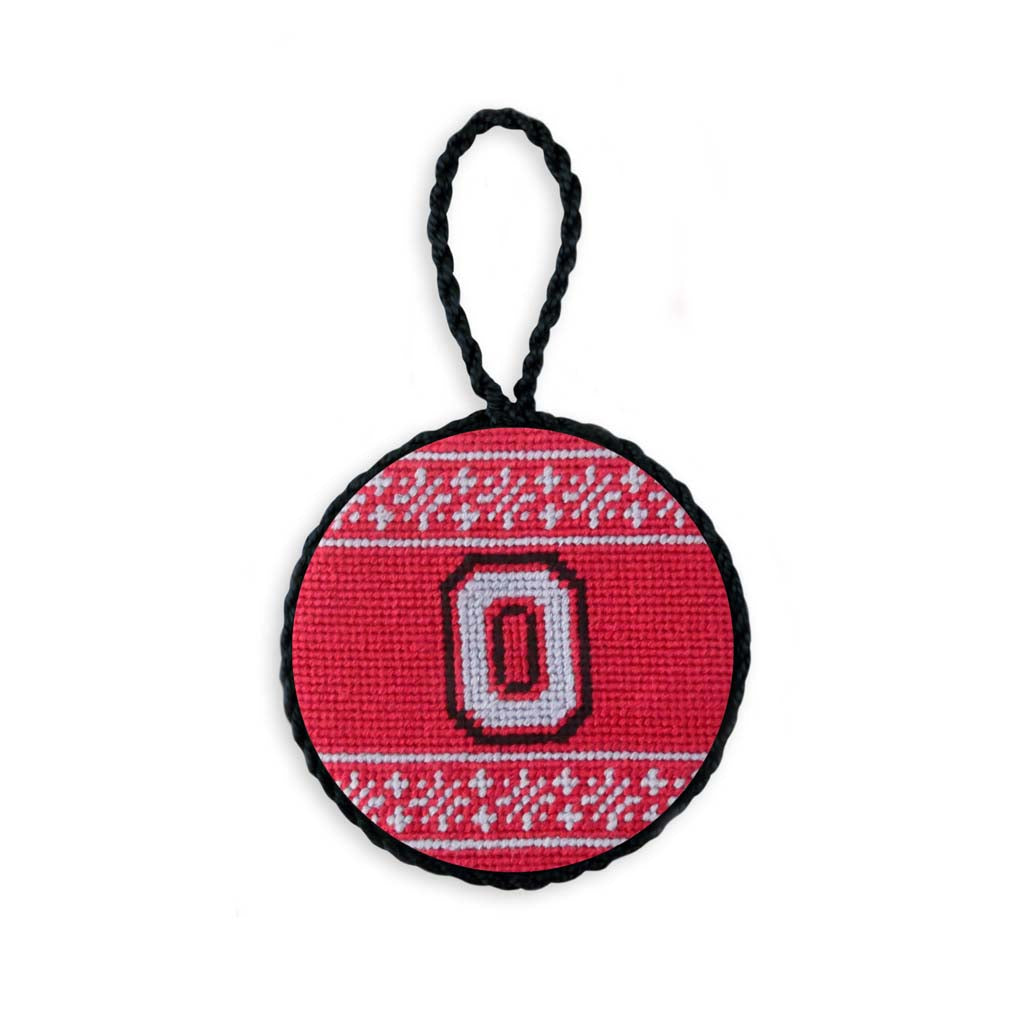 Ohio State University Fairisle Needlepoint Ornament by Smathers & Branson - Country Club Prep