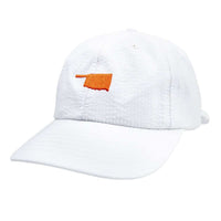 Oklahoma Seersucker Bow Hat in White with Orange by Lauren James - Country Club Prep