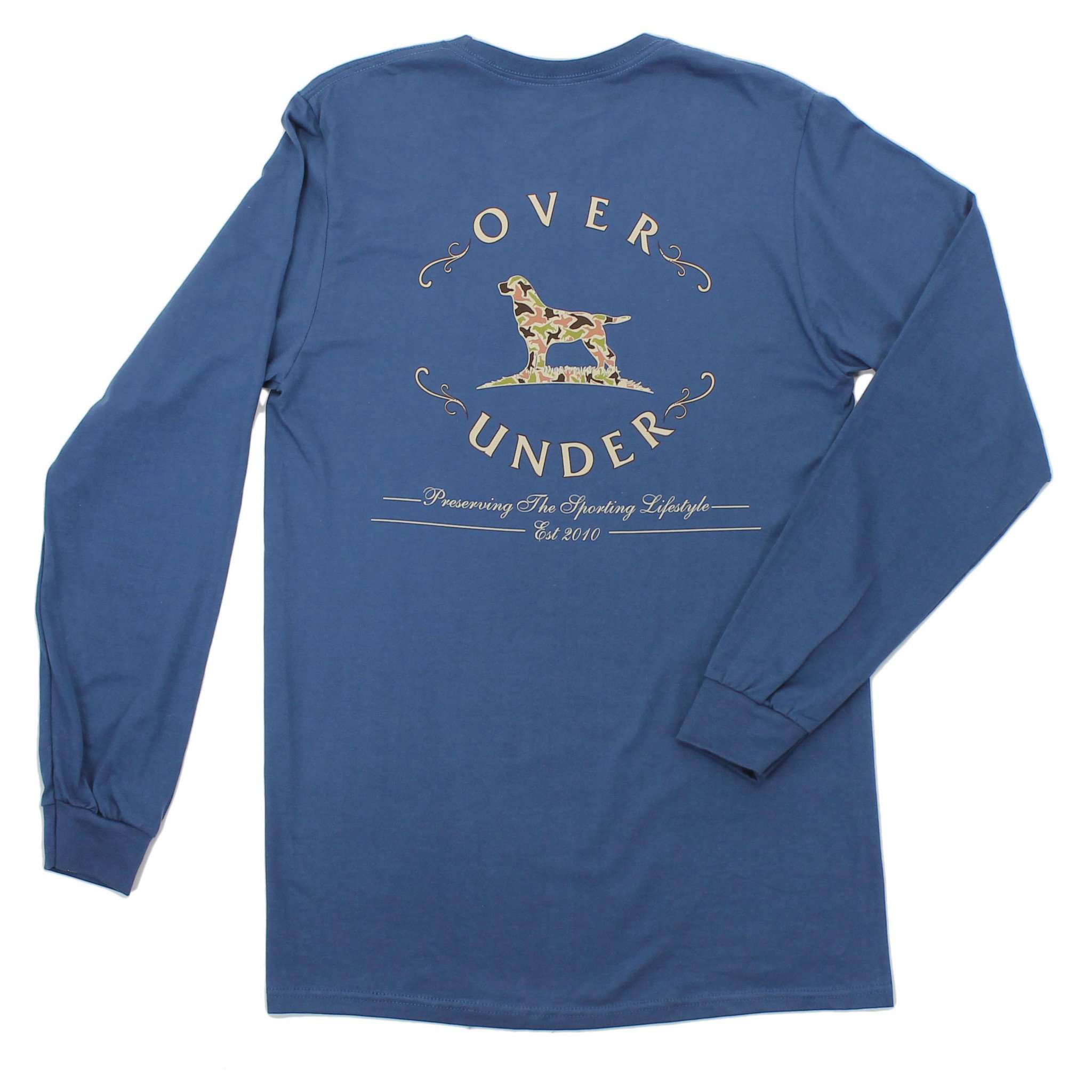 Old School Camo Logo Long Sleeve Tee in Navy by Over Under Clothing - Country Club Prep