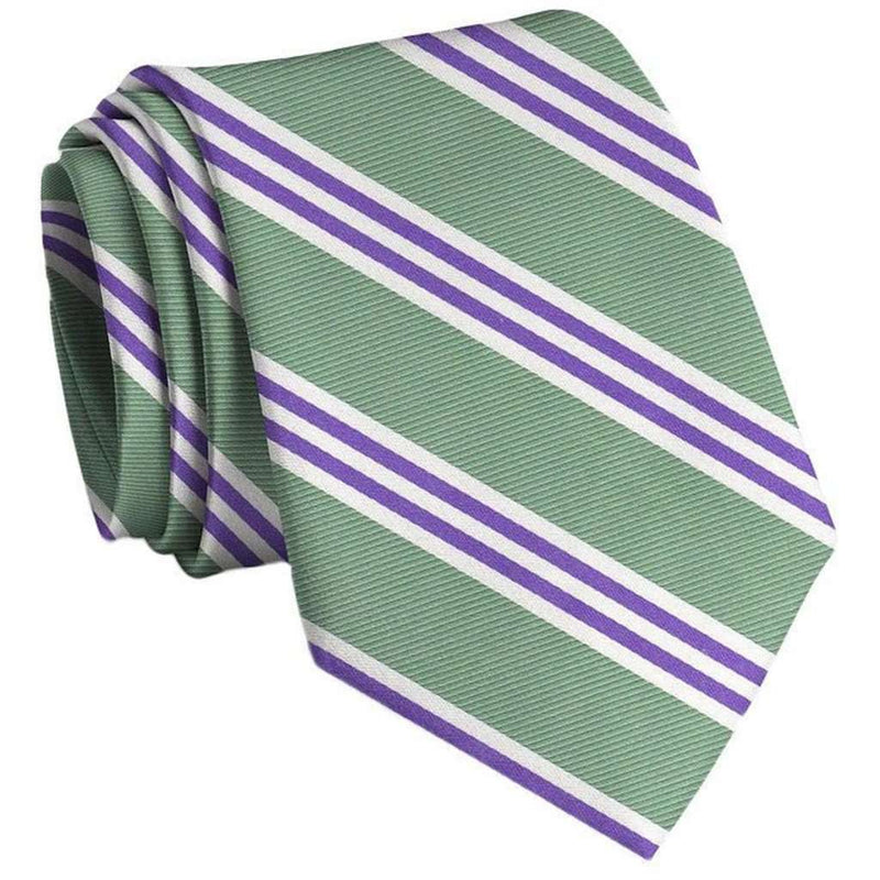 On Air Stripe Neck Tie in Lime by Bird Dog Bay - Country Club Prep