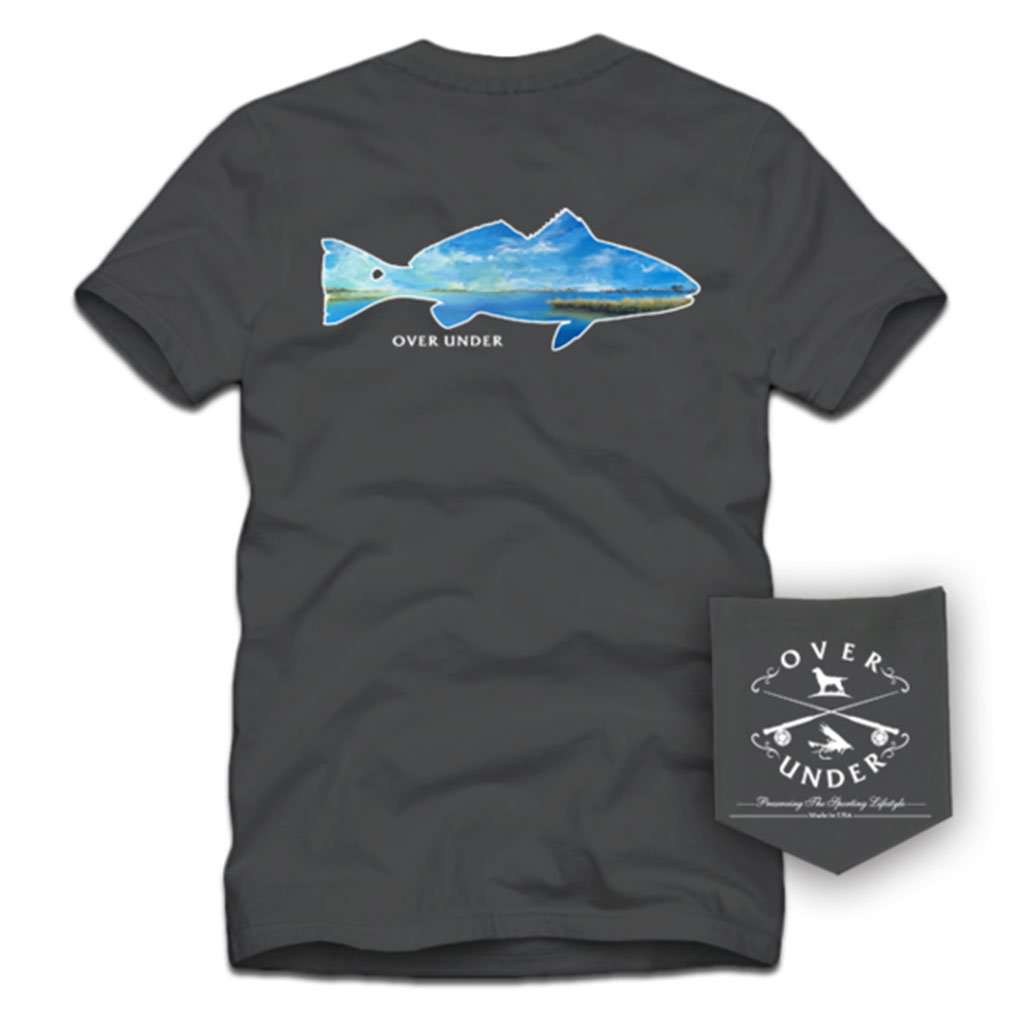 Redfish Scene Tee in Charcoal by Over Under Clothing - Country Club Prep