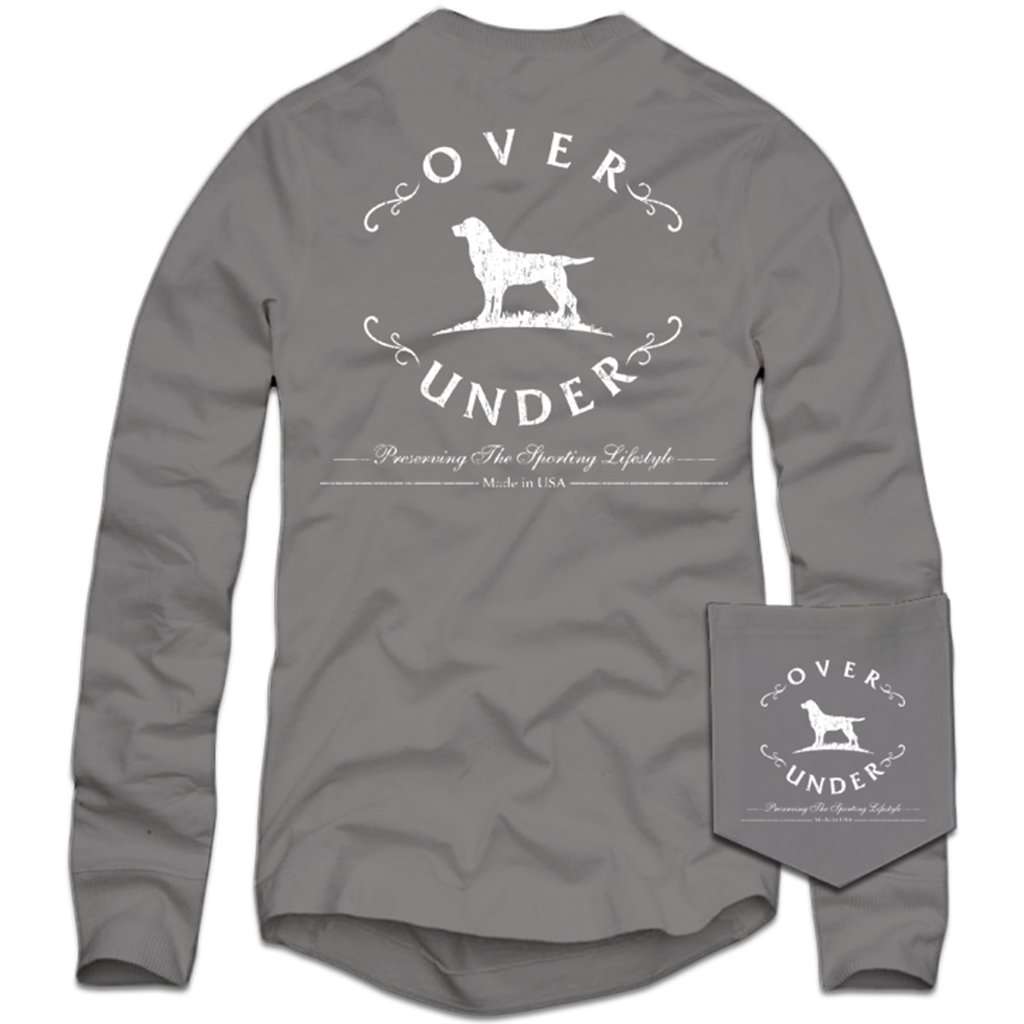 Long Sleeve Antique Logo T-Shirt in Grey by Over Under Clothing - Country Club Prep
