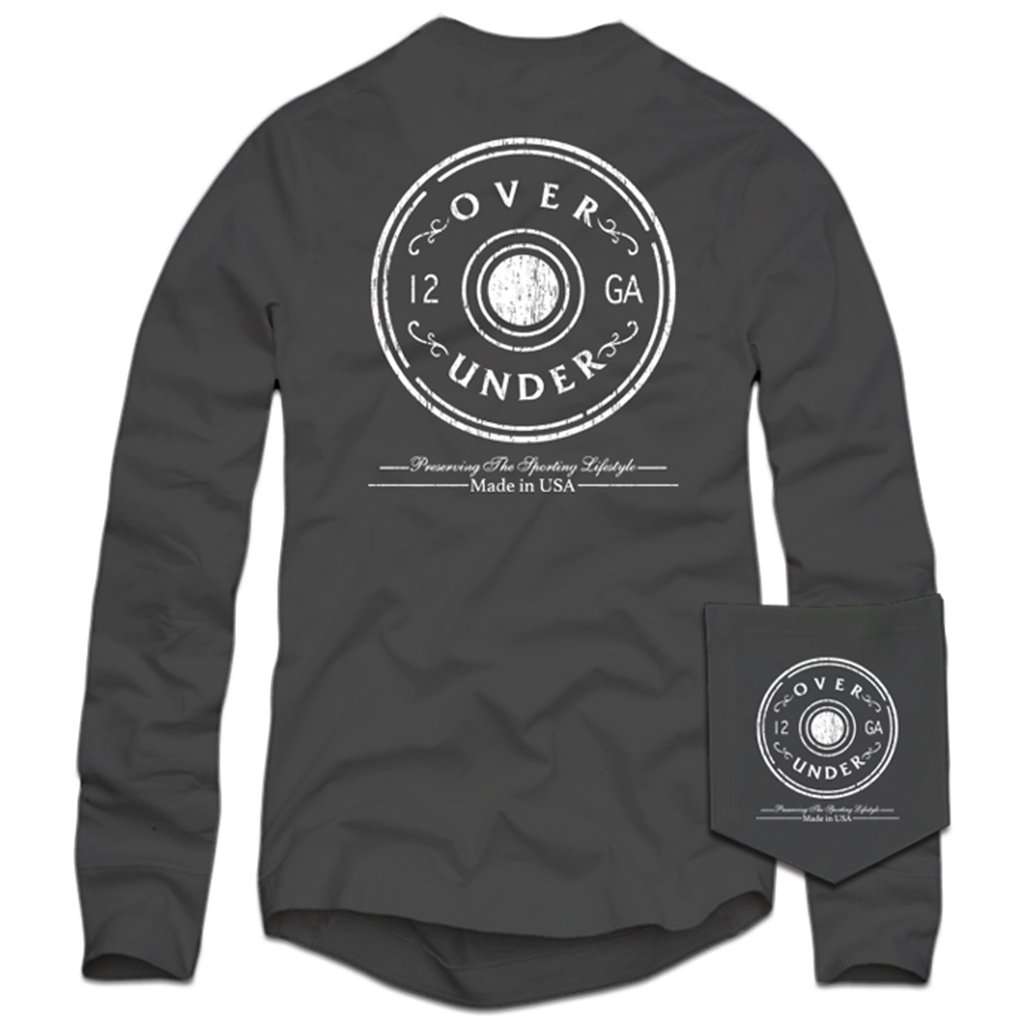 Long Sleeve Antique Shot Shell T-Shirt in Charcoal by Over Under Clothing - Country Club Prep