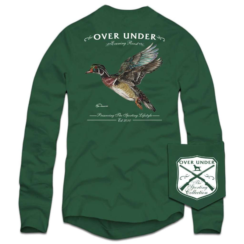 Long Sleeve Evening Roost T-Shirt in Forest Green by Over Under Clothing - Country Club Prep