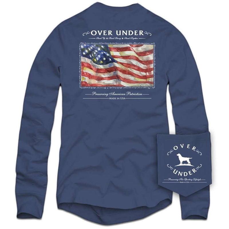 Long Sleeve Patriotism Tee in Navy by Over Under Clothing - Country Club Prep