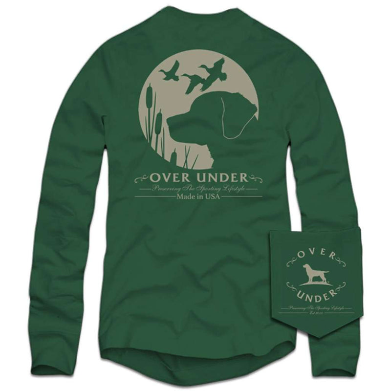 Long Sleeve Retriever's Moon T-Shirt in Green by Over Under Clothing - Country Club Prep