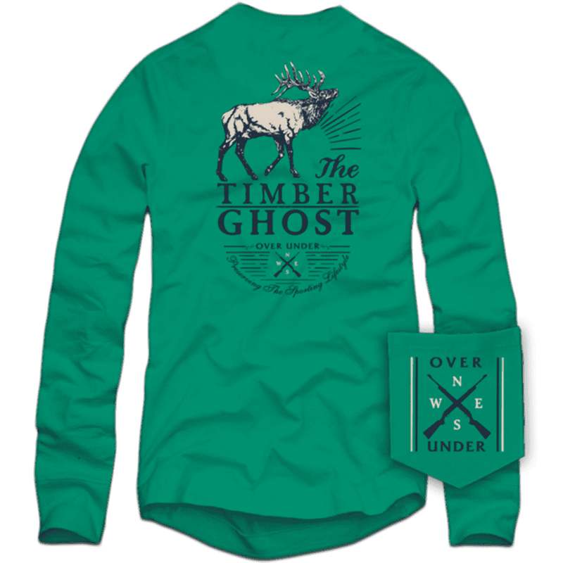 Long Sleeve Timber Ghost Tee in Green by Over Under Clothing - Country Club Prep