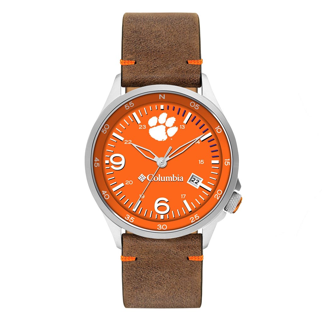 Clemson Canyon Ridge 3-Hand Date Saddle Leather Watch by Columbia Sportswear - Country Club Prep