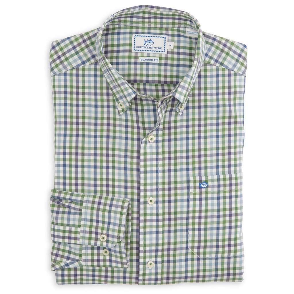 Paris Mountain Plaid Sport Shirt in Willow Green by Southern Tide - Country Club Prep