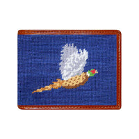 Pheasant Needlepoint Wallet in Classic Navy by Smathers & Branson - Country Club Prep