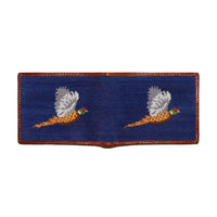 Pheasant Needlepoint Wallet in Classic Navy by Smathers & Branson - Country Club Prep