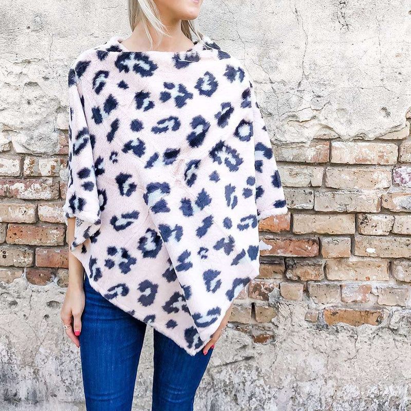 Lively Leopard Print Faux Fur Poncho by Caroline Hill - Country Club Prep