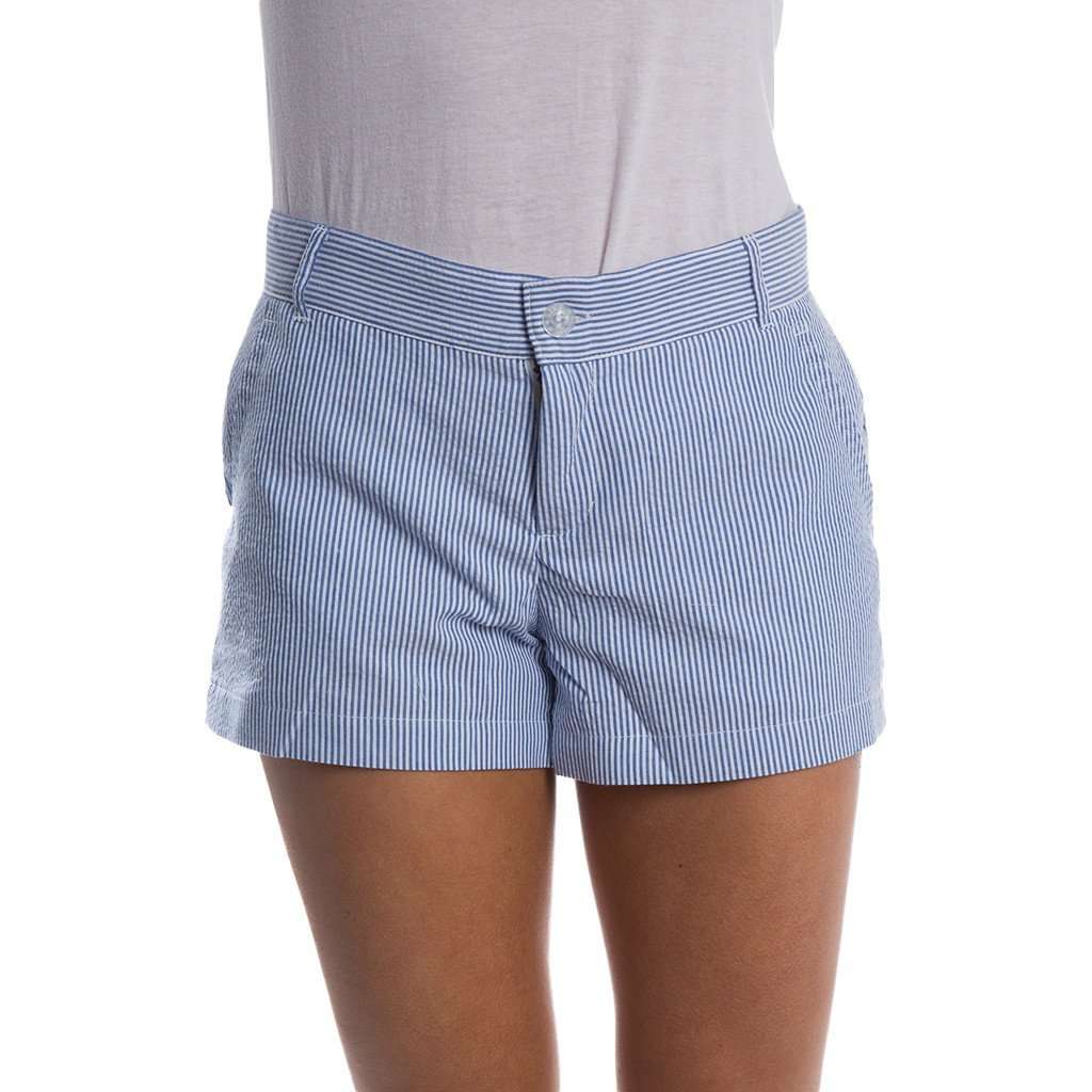 Seersucker Poplin Shorts in Royal Blue by Lauren James - Country Club Prep