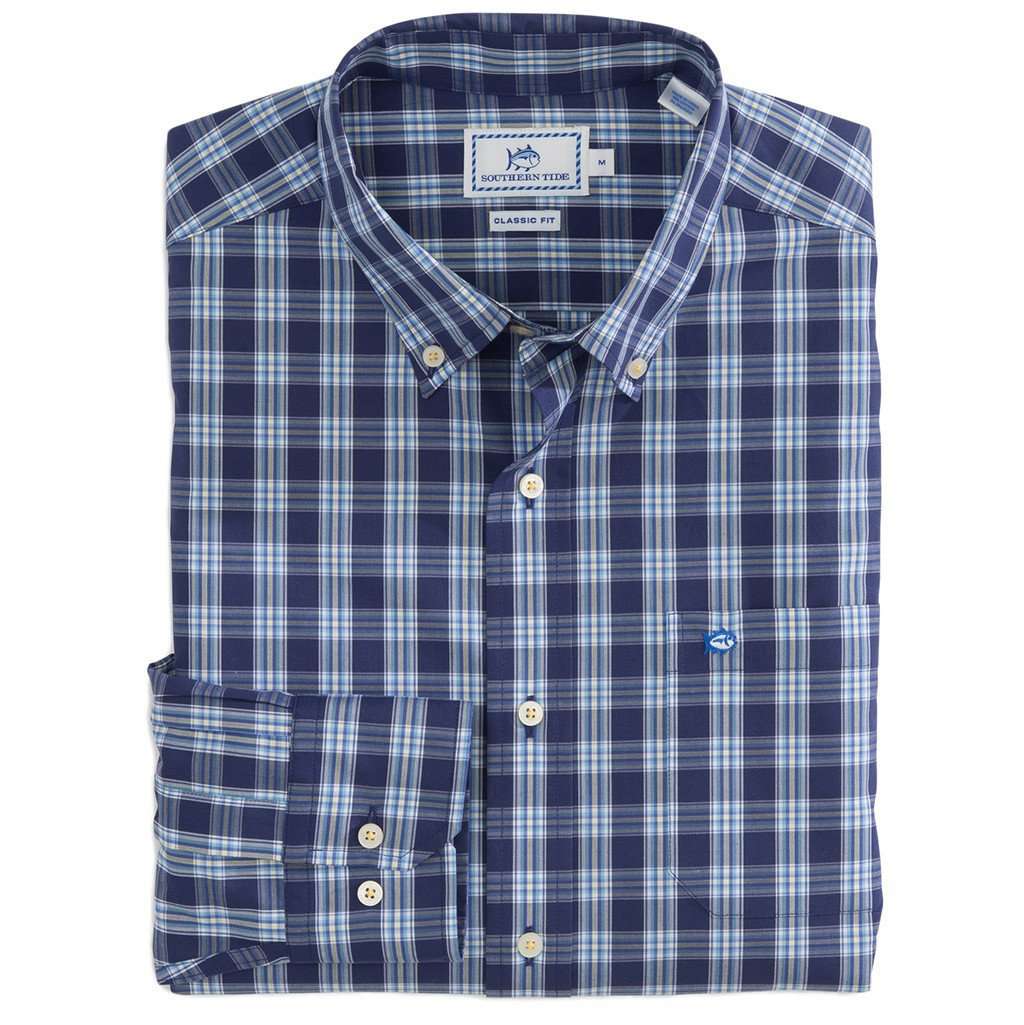 Port Royal Plaid Sport Shirt in Blue Night by Southern Tide - Country Club Prep