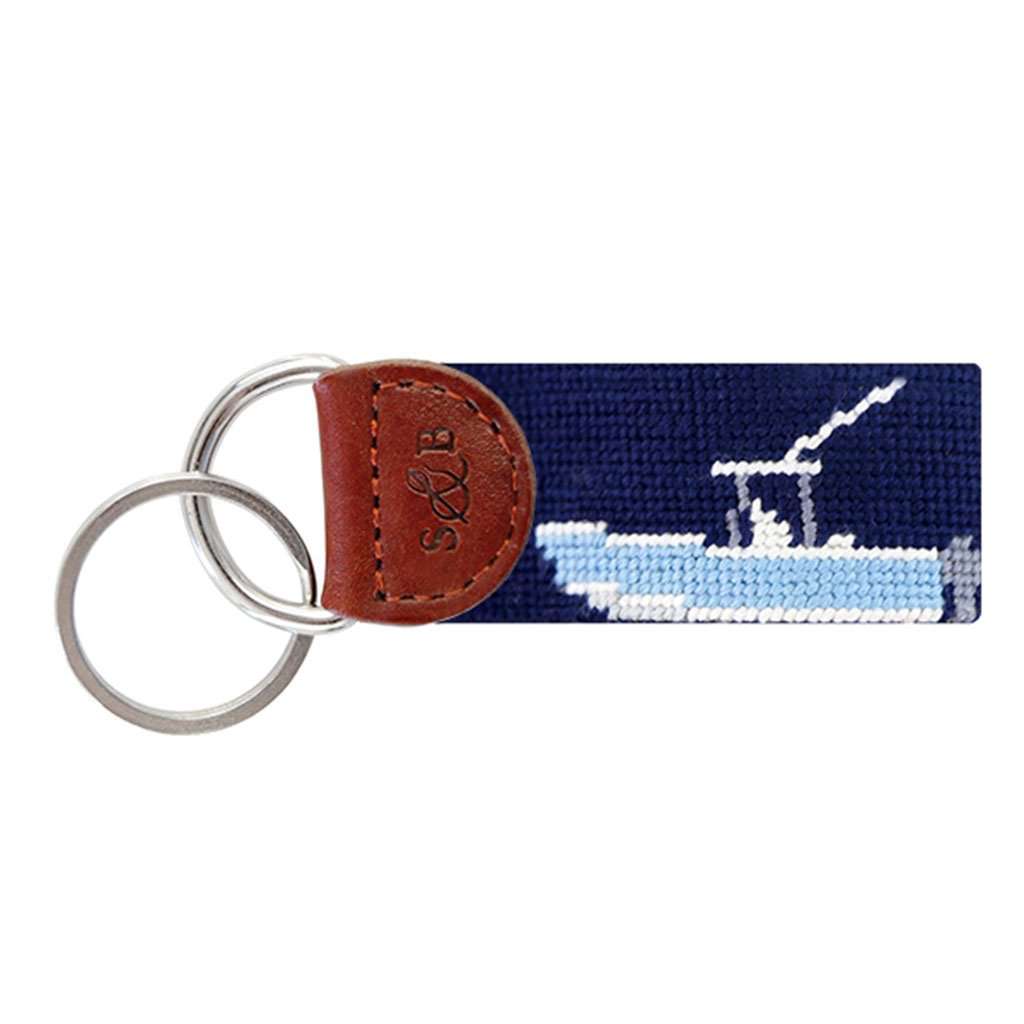 Power Boat Needlepoint Key Fob in Dark Navy by Smathers & Branson - Country Club Prep