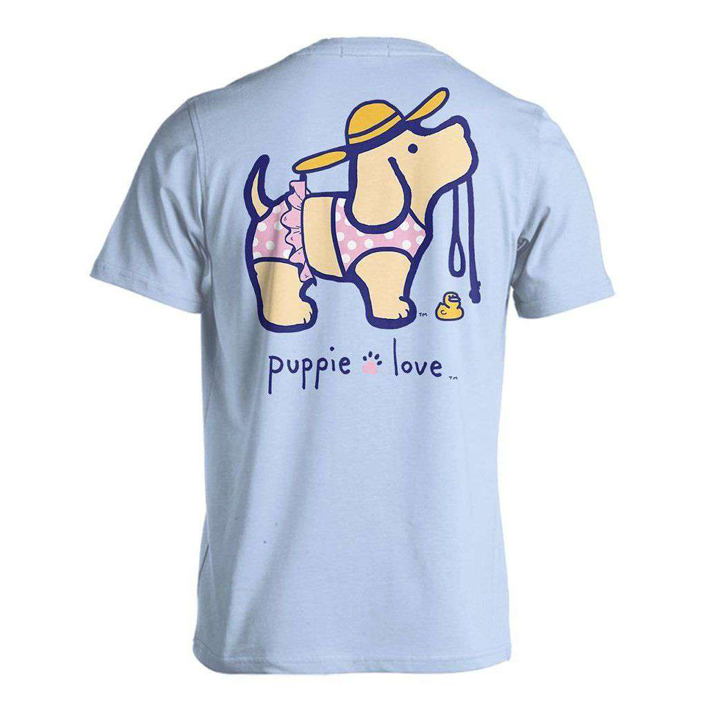 Bikini Pup Short Sleeve Tee in Light Blue by Puppie Love - Country Club Prep