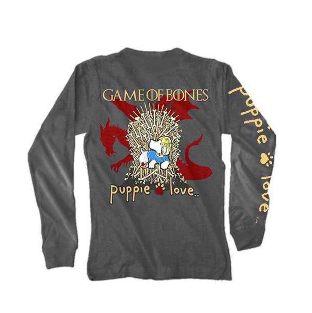 Game of Bones Long Sleeve Tee in Charcoal by Puppie Love - Country Club Prep