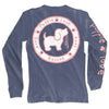 Long Sleeve Pink Logo Pup Tee in Indigo by Puppie Love - Country Club Prep