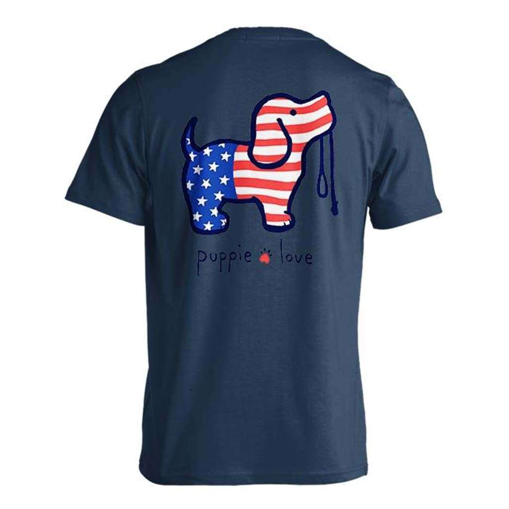 USA Pup Tee in Blue Dusk by Puppie Love - Country Club Prep