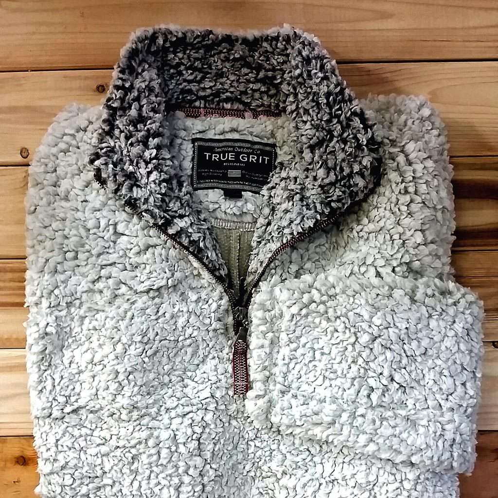 True Grit Frosty Tipped Pile 1/2 Zip Pullover in Putty Sherpa