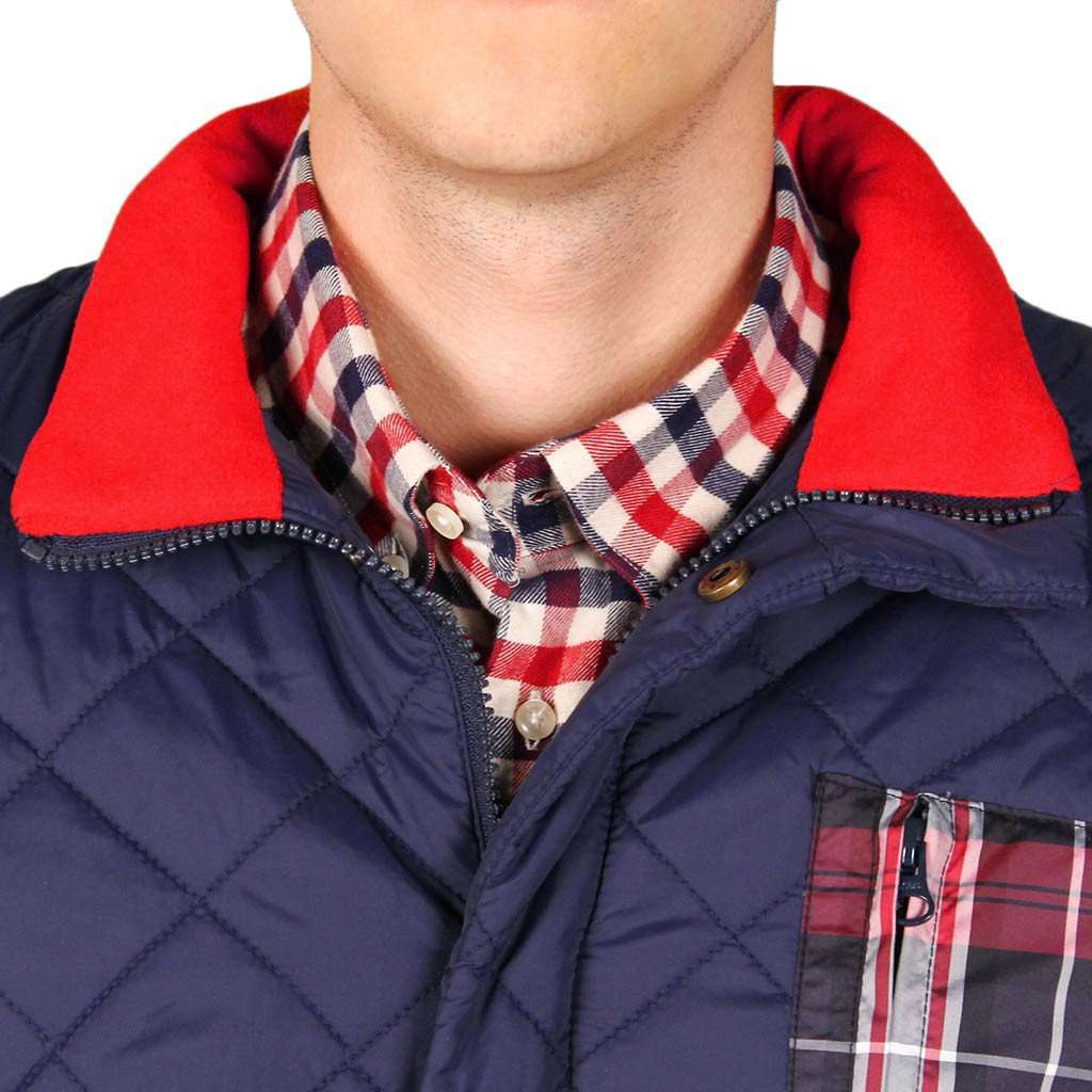 Quilted Full Zip Jacket in Navy by Southern Proper - Country Club Prep